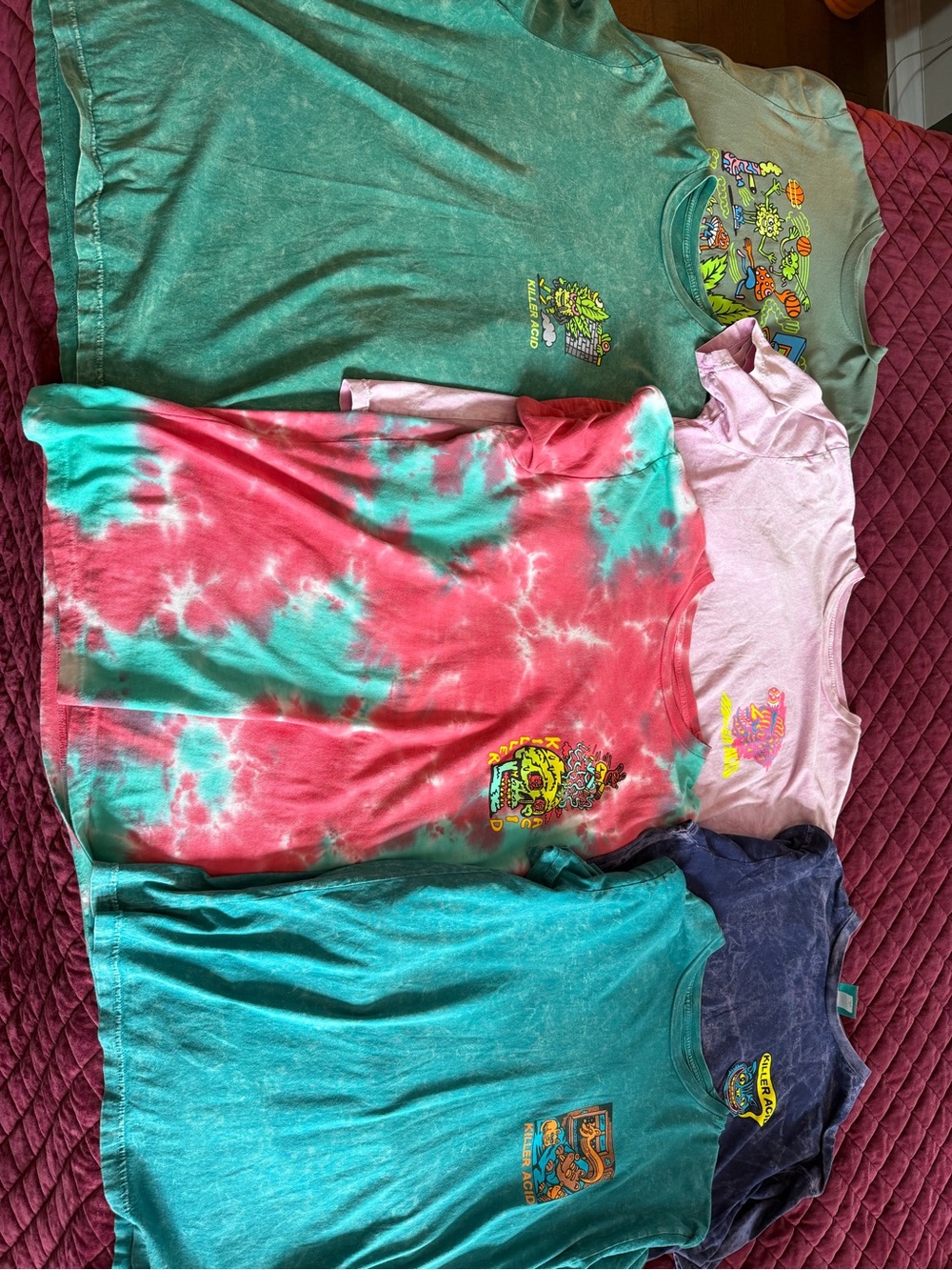 Tie-Dye Short Sleeve Tee in Pink & Teal - Casual Men's Shirt Killer Acid